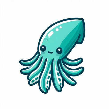 Cute cartoon octopus. Vector illustration isolated on white background.のイラスト素材