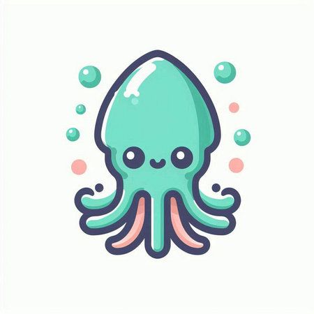 Cute octopus. Vector illustration. Isolated on white background.のイラスト素材