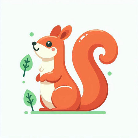 Cute squirrel with a nut. Vector illustration in cartoon style.のイラスト素材