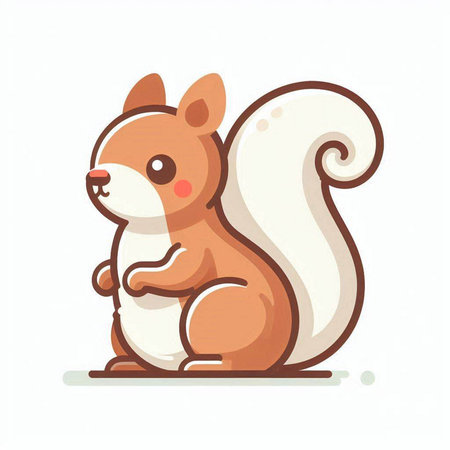 Cute squirrel sitting on a white background. Cartoon vector illustration.のイラスト素材