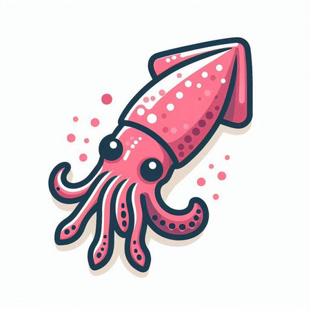 Illustration of a cute cartoon octopus isolated on a white backgroundのイラスト素材