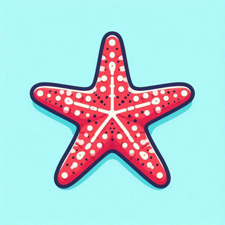 Starfish on a blue background. Vector illustration in cartoon style.のイラスト素材