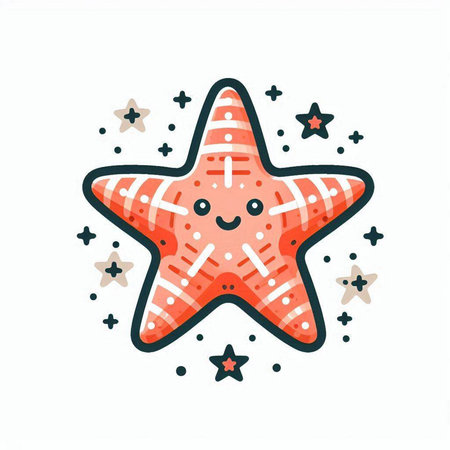 Cute starfish with stars. Vector illustration in cartoon style.のイラスト素材
