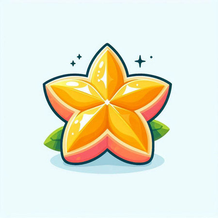 Star fruit. Vector illustration. Isolated on a white background.のイラスト素材