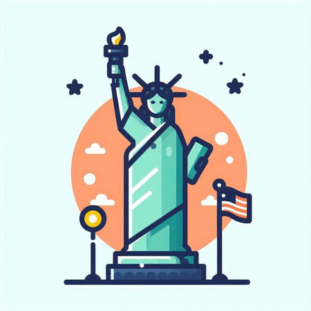 Statue of liberty. Flat style vector illustration. USA symbol.のイラスト素材