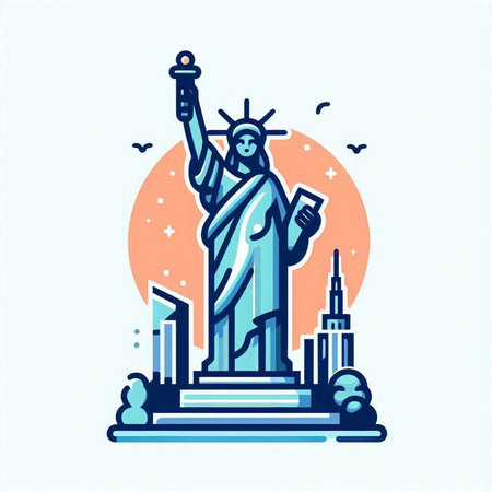 Statue of Liberty, New York City, USA. Vector illustrationのイラスト素材