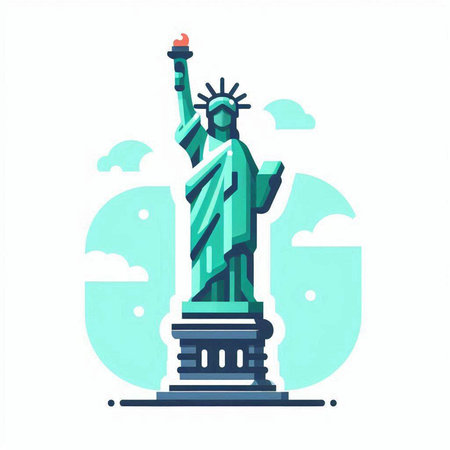 Statue of Liberty in flat style isolated on white background. Vector illustration.のイラスト素材