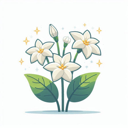 White flowers on a white background. Vector illustration in flat style.のイラスト素材