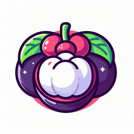 Mangosteen fruit icon. Vector illustration of mangosteen.のイラスト素材