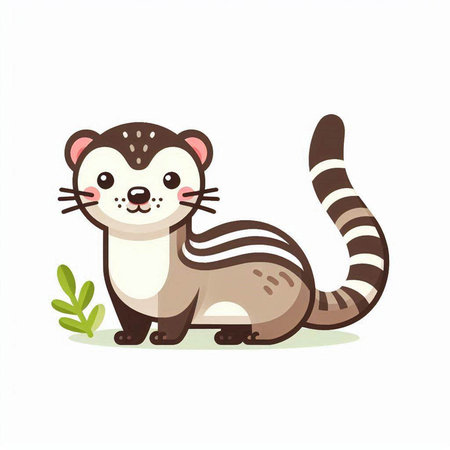 Cute ferret cartoon vector illustration. Cute animal character.のイラスト素材