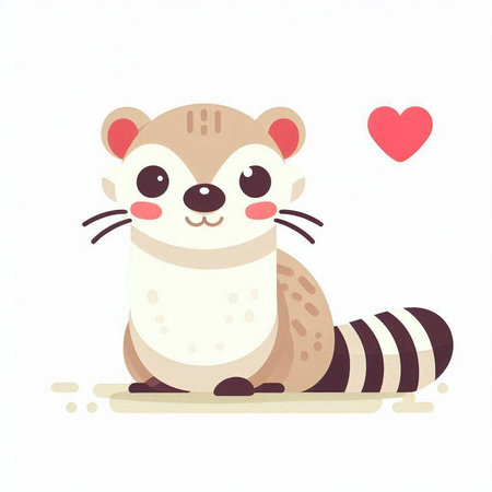 Cute raccoon with heart on white background. Vector illustration.のイラスト素材