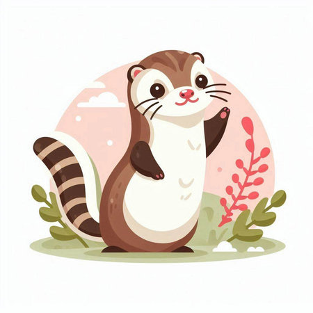 Cute ferret vector illustration. Cute cartoon animal character.のイラスト素材