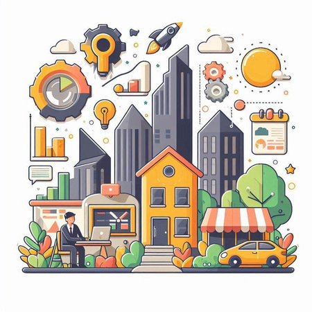 Modern flat design concept of smart city. Vector illustration for your designのイラスト素材