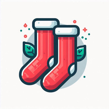 Vector illustration of christmas stocking. Colorful flat style icon.のイラスト素材