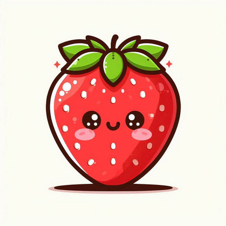 Cute kawaii strawberry character. Vector illustration isolated on white background.のイラスト素材