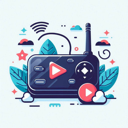 Modern flat line design concept for video games and entertainment. Vector illustration.のイラスト素材