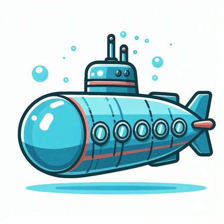 Cartoon submarine on white background. Vector illustration of a submarine.のイラスト素材