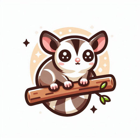 Cute kawaii squirrel on a branch. Vector illustration.のイラスト素材