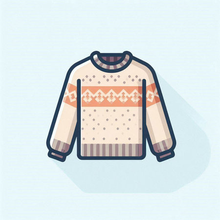 Knitted sweater. Vector illustration in flat style. Winter clothes.のイラスト素材