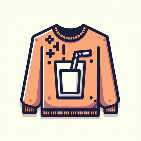 Vector illustration of an orange sweater with a cocktail in a glass.のイラスト素材