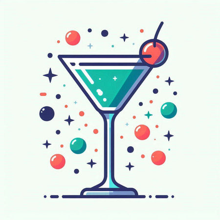 Cocktail icon in flat line style. Cocktail vector illustration on white background.のイラスト素材
