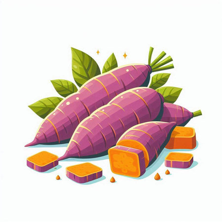 Sweet potato vector illustration isolated on white background. Sweet potato icon.のイラスト素材