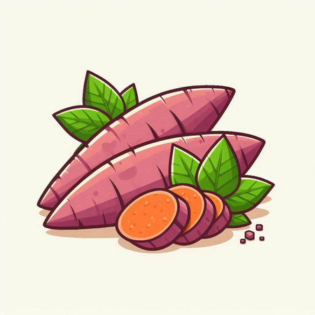 Sweet potato vector illustration. Isolated sweet potato on white background.のイラスト素材