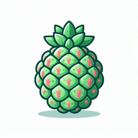 Pineapple icon on white background. Vector illustration in cartoon style.のイラスト素材