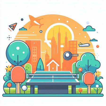 Solar panels on the background of the city. Flat style. Vector illustrationのイラスト素材