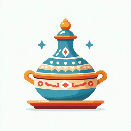 Ceramic vase on white background. Vector flat illustration.のイラスト素材