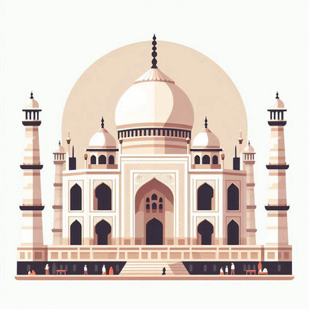Taj Mahal. Vector illustration in flat style on white background.のイラスト素材
