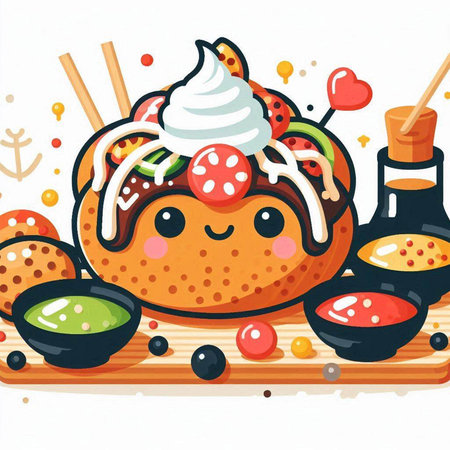 Illustration of a Fast Food Illustration Featuring a Sushi Rollsのイラスト素材