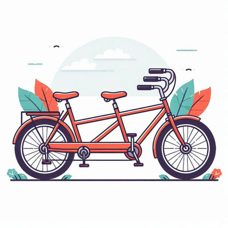 Vector illustration of a bicycle in flat style on white background. Colorful vector illustration.のイラスト素材