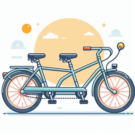 Vector illustration of bicycle in flat style, isolated on white background.のイラスト素材