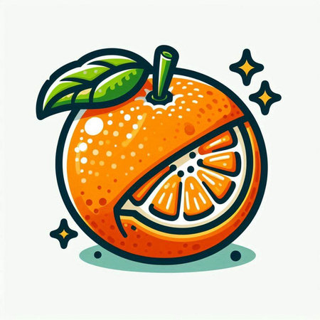 Orange fruit icon isolated on white background. Hand drawn vector illustration.のイラスト素材