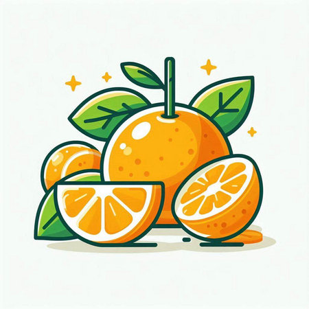 Orange fruit isolated on white background. Vector illustration in flat style.のイラスト素材
