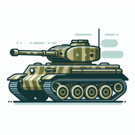 Retro military tank isolated on white background. Vector illustration in retro style.のイラスト素材