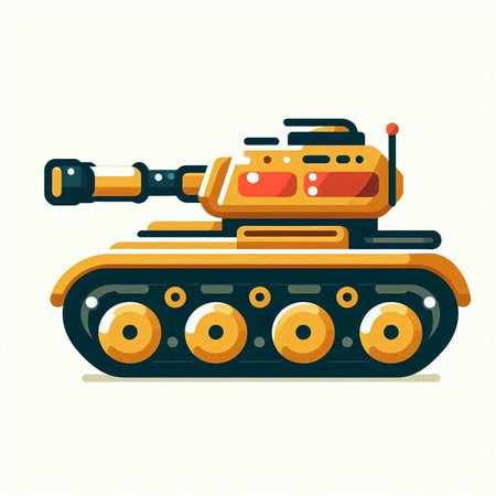 Cartoon tank isolated on white background. Vector illustration in flat style.のイラスト素材