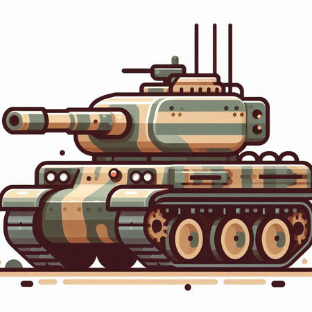 Military tank on a white background. Vector illustration in retro style.のイラスト素材