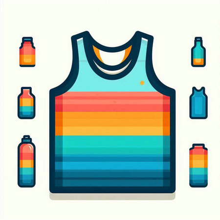 T-shirt and water bottles. Vector illustration in flat style.のイラスト素材