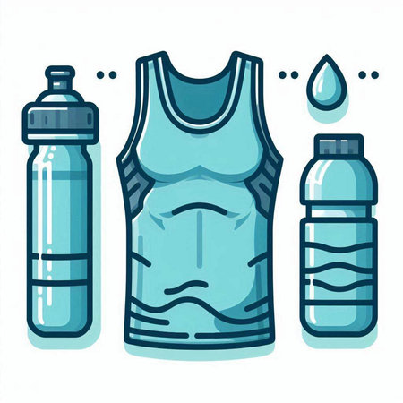 Sport water bottle and tank top. Vector illustration in flat style.のイラスト素材