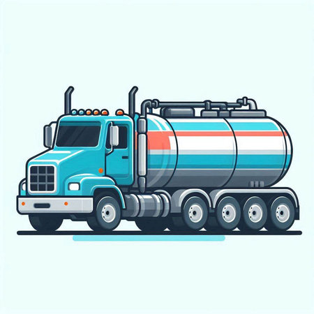 Truck with oil tank. Vector illustration in flat cartoon style.のイラスト素材