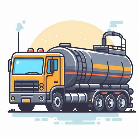 Tanker truck on a white background. Vector illustration in flat style.のイラスト素材