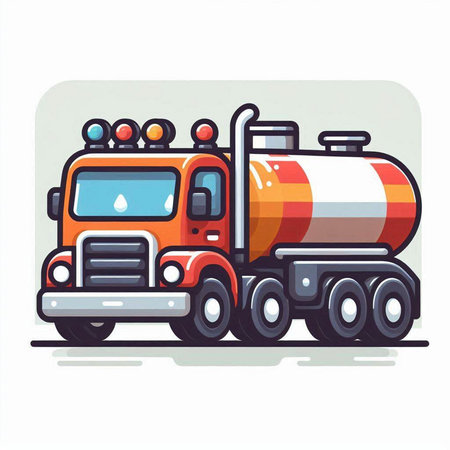 Colorful tanker truck isolated on white background. Flat vector illustration.のイラスト素材