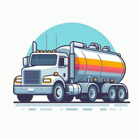 Tanker truck. Oil transportation. Vector illustration on white background.のイラスト素材