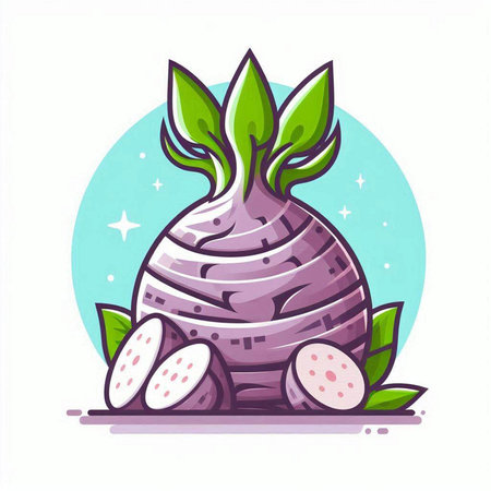 Fresh beetroot with green leaves. Vector illustration in cartoon style.のイラスト素材