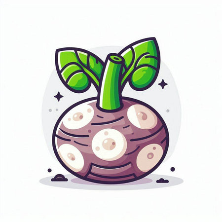 Kohlrabi vegetable vector illustration. Cute cartoon kohlrabi icon.のイラスト素材