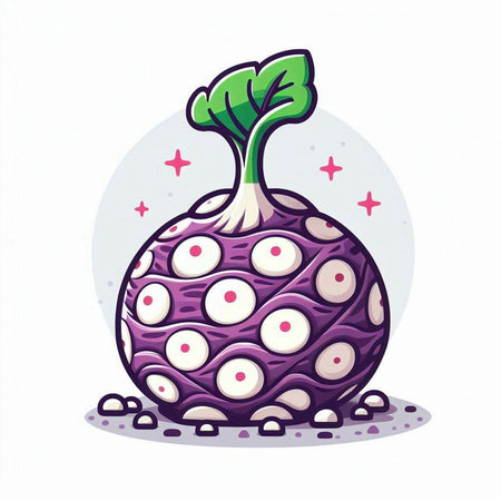 Illustration of a purple turnip with white dots on a white backgroundのイラスト素材