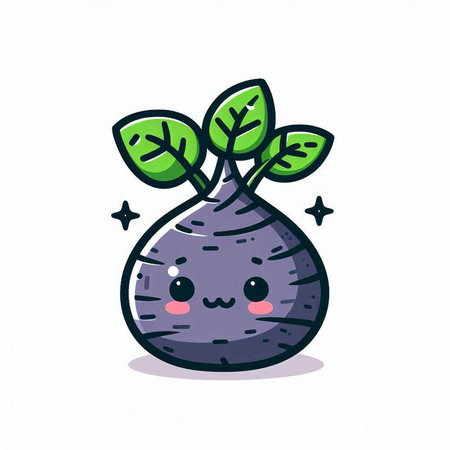Cute kawaii turnip vegetable icon. Vector illustration.のイラスト素材