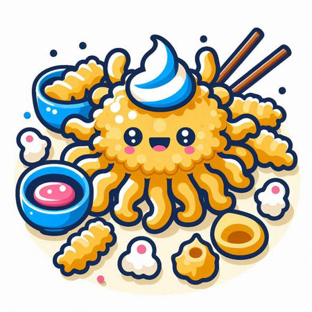 Illustration of a cute kawaii Octopus Mascotのイラスト素材